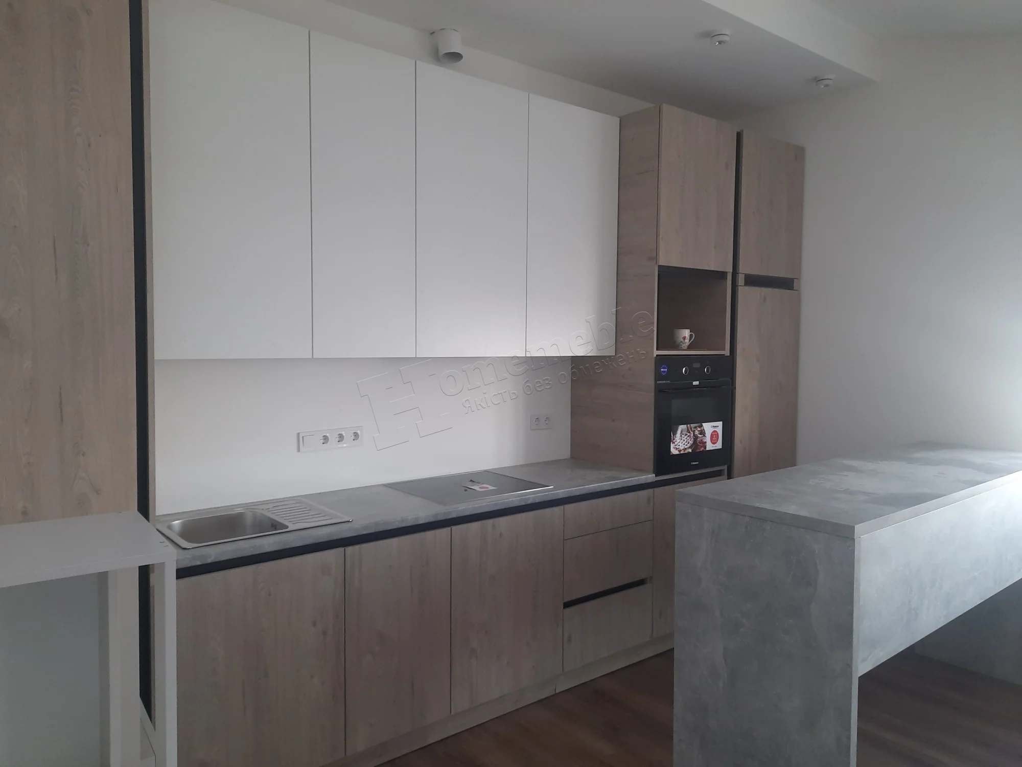 Сучасна кухня з островом 553, Кухні зі шпону дерева, фото 1