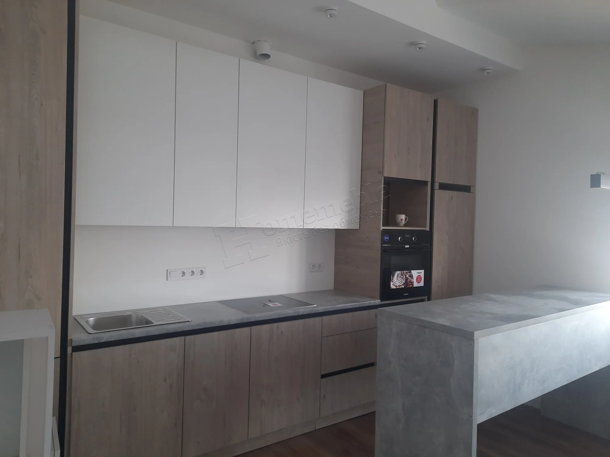 Сучасна кухня з островом 553, Кухні зі шпону дерева, фото 2