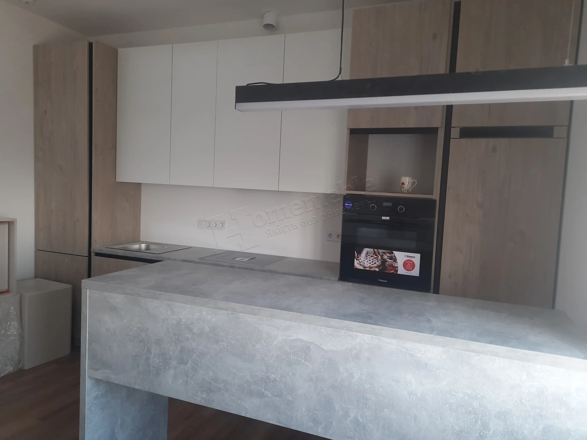 Сучасна кухня з островом 553, Кухні зі шпону дерева, фото 3