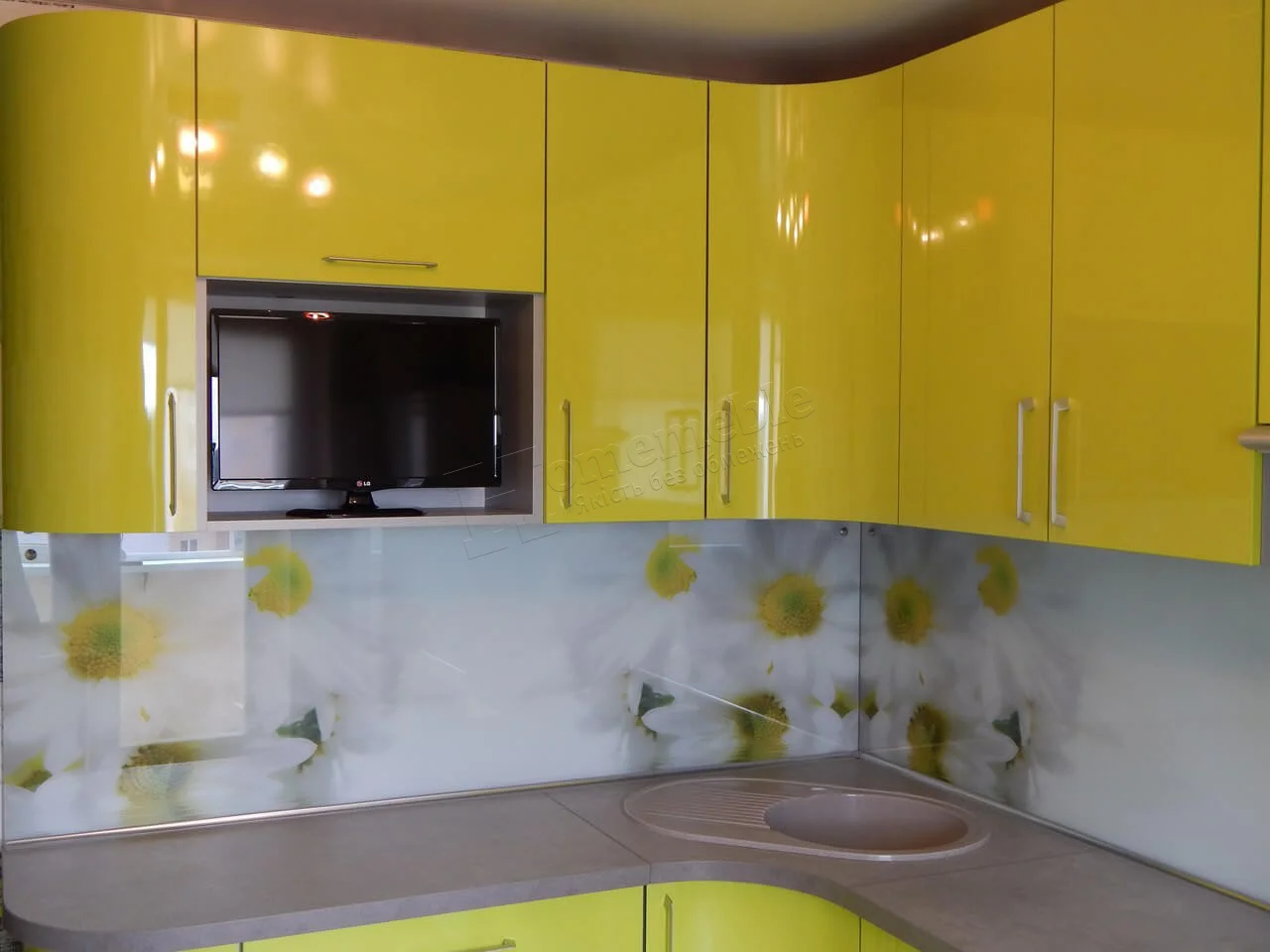 Жовта кутова Кухня 362, Кухні з фарбованим МДФ, фото 3